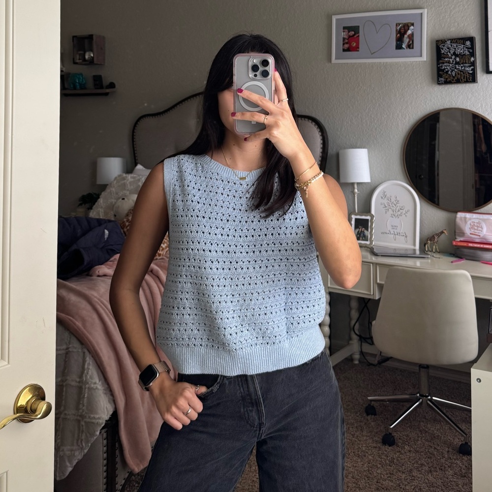 Banana Republic Soft Blue Knit Sweater Vest
